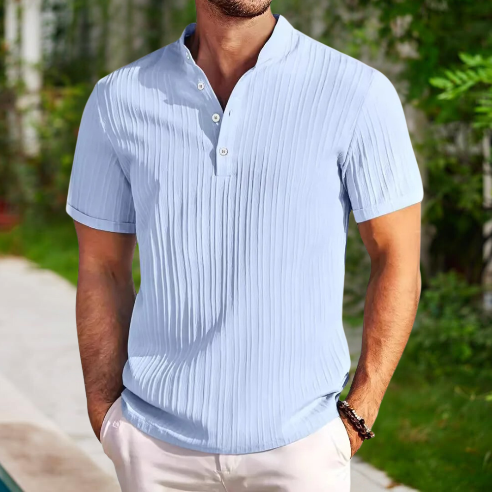 Lodret poloshirt i bomuld til mænd