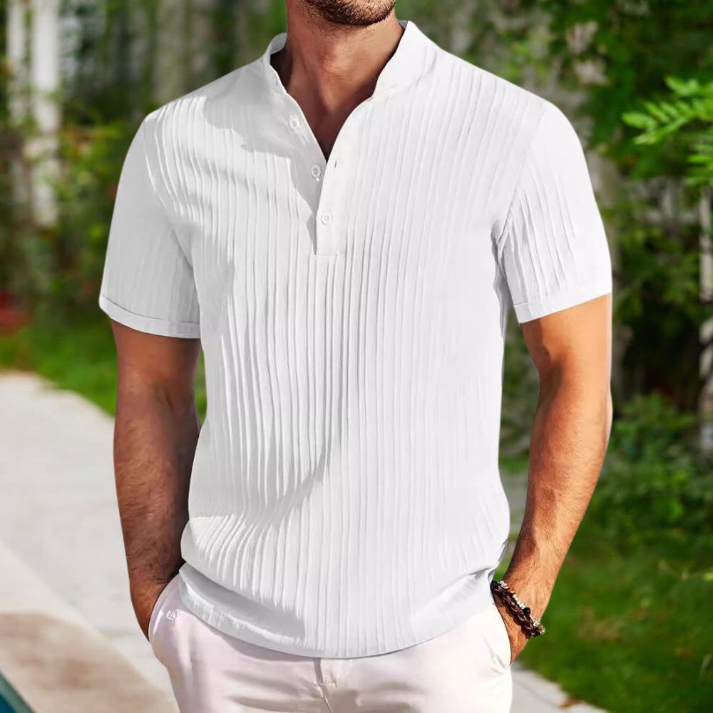 Lodret poloshirt i bomuld til mænd