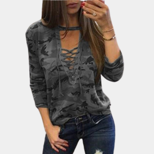 Stilfuld og komfortabel camouflage-sweatshirt til kvinder