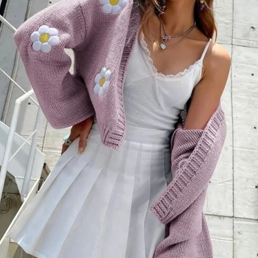 Stilfuld blomstret cardigan til kvinder