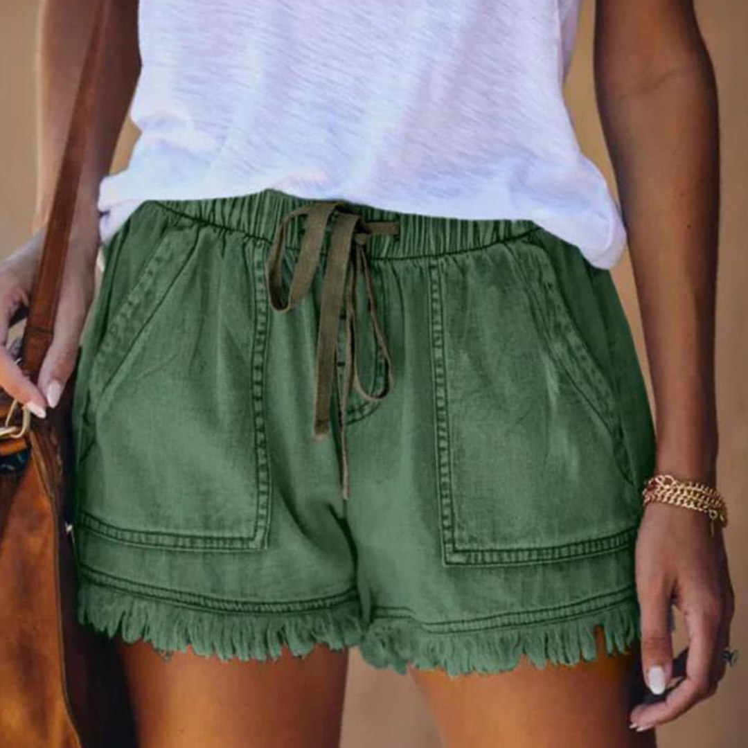 Åndbare denimshorts til kvinder med sidelommer