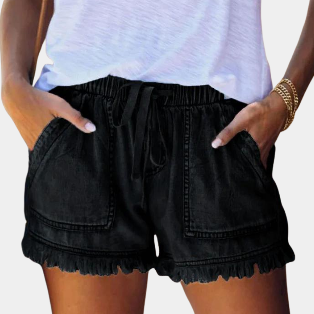Åndbare denimshorts til kvinder med sidelommer