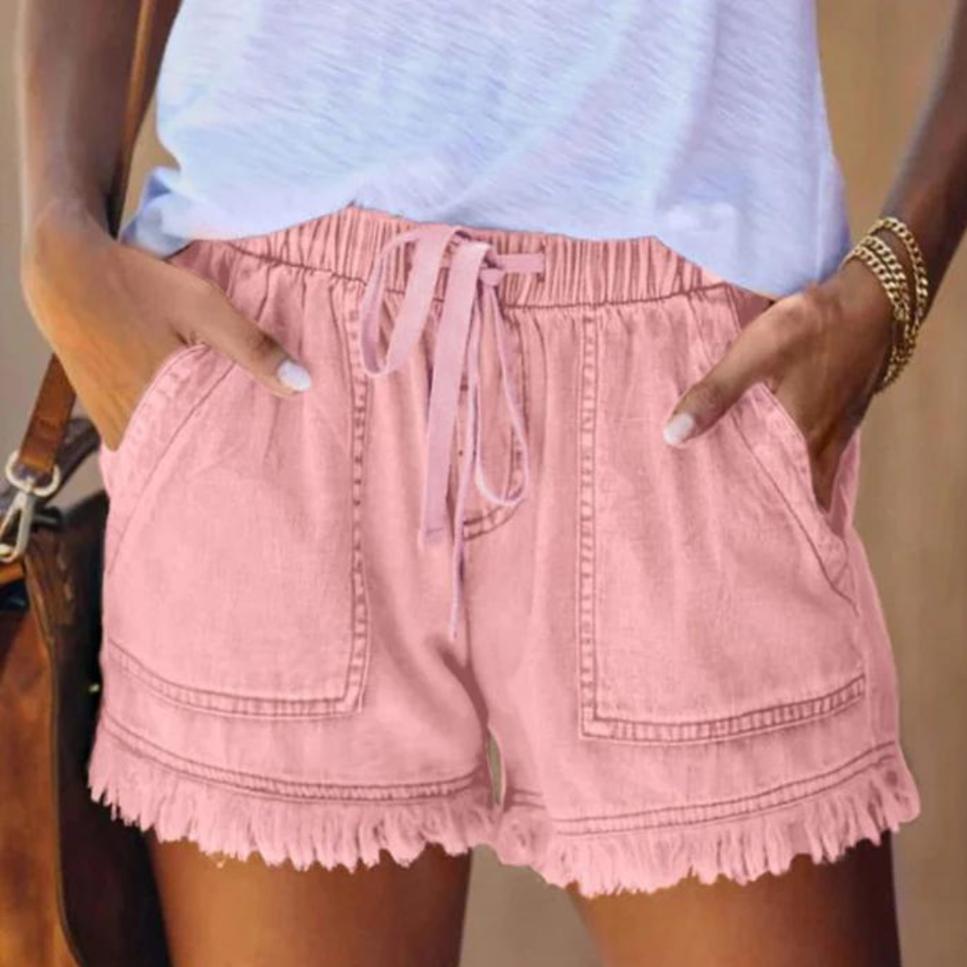 Åndbare denimshorts til kvinder med sidelommer