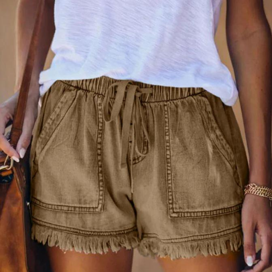 Åndbare denimshorts til kvinder med sidelommer