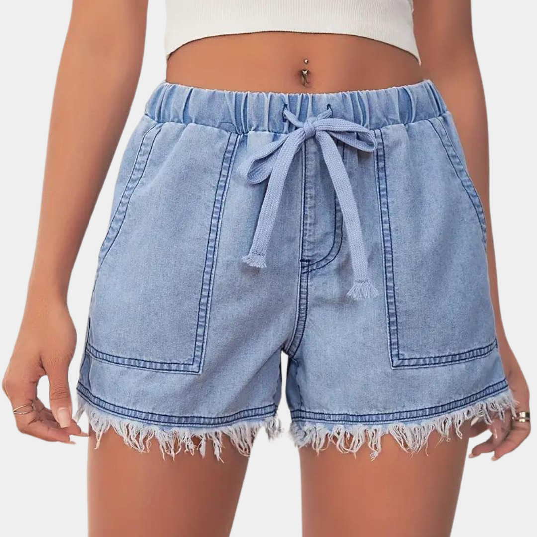 Free-style shorts med rå kant til kvinder