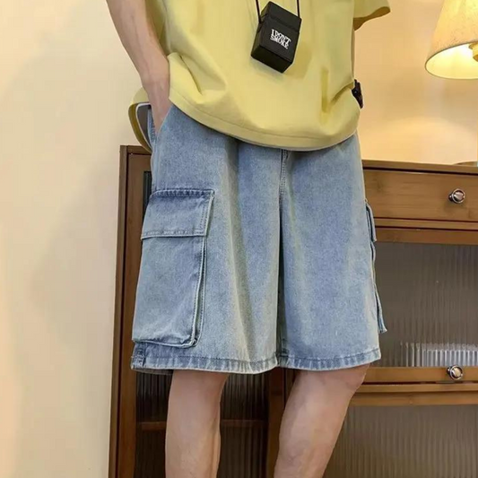 Løse denimshorts med store lommer