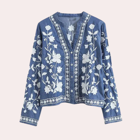 Cardigan med blomsterdetaljer og broderi