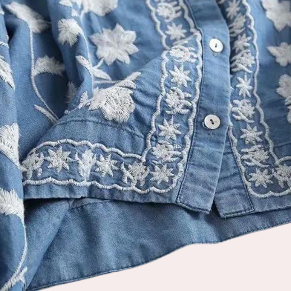 Cardigan med blomsterdetaljer og broderi