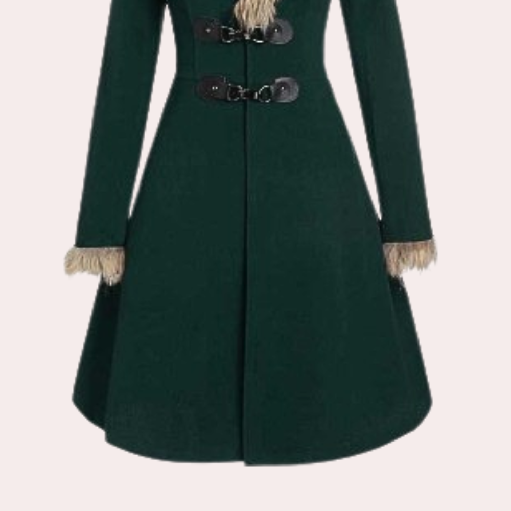 Jakke med pelskrave og smal talje