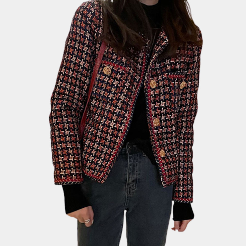 Vævet ternet blazer til kvinder