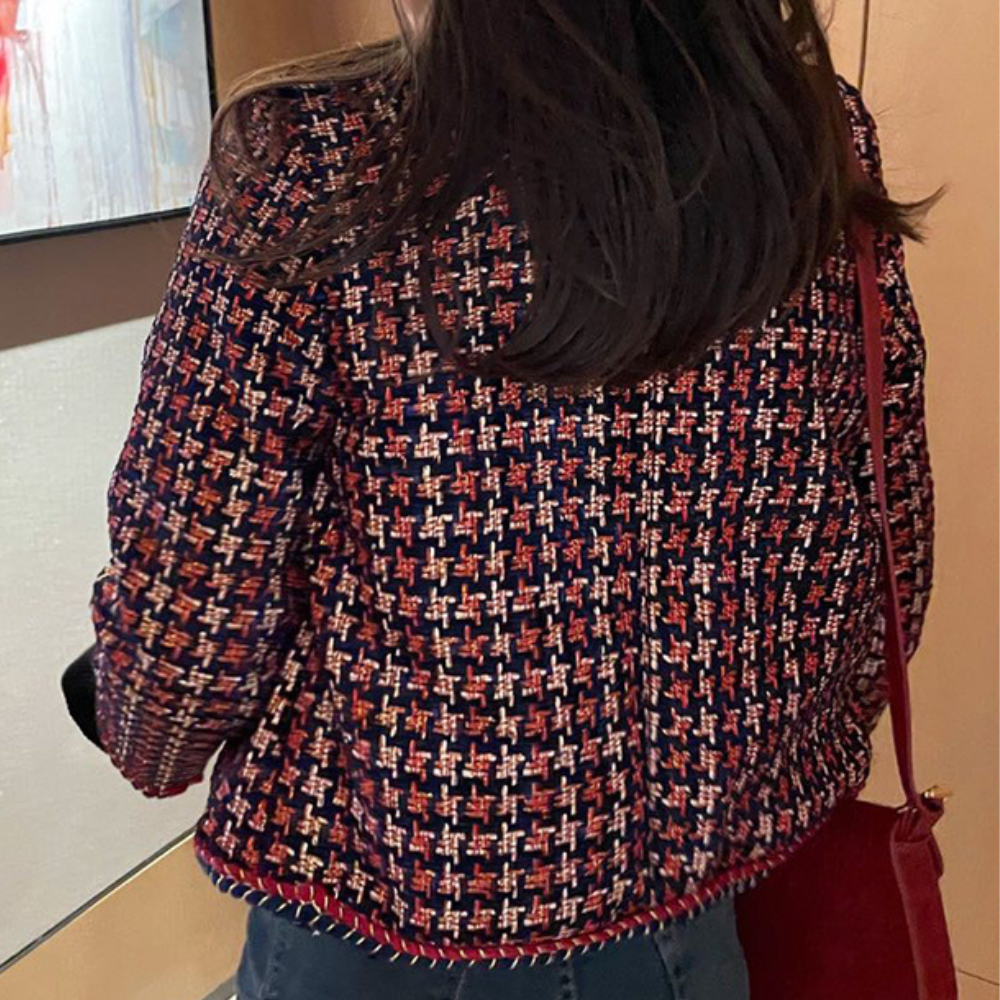 Vævet ternet blazer til kvinder