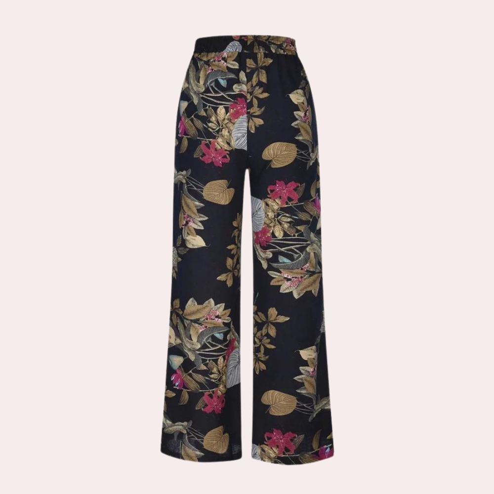 Brede bukser til kvinder med blomsterprint