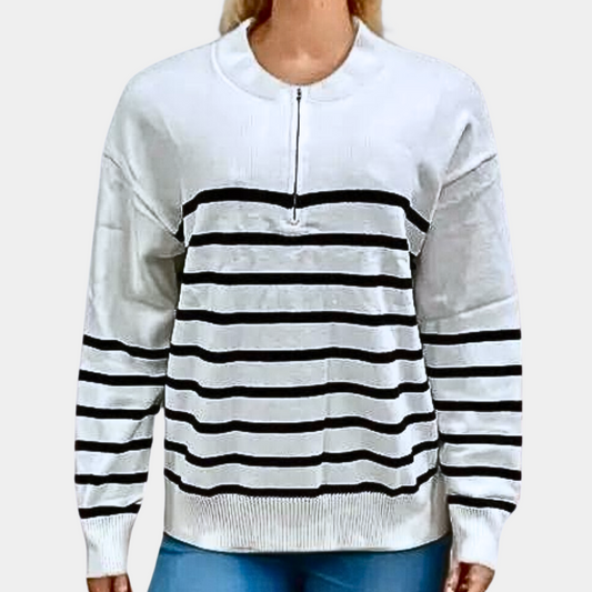 Halvstribet løs sweater