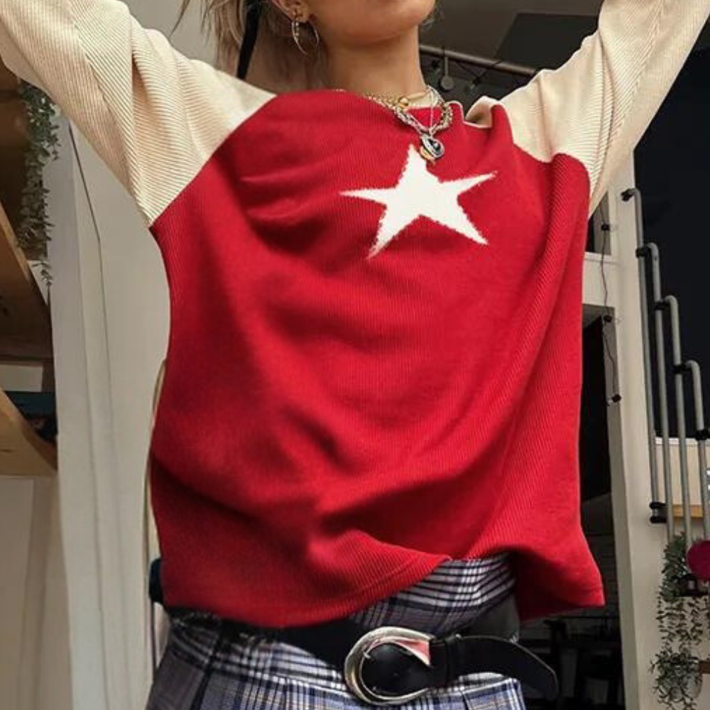 Trendy sweater med stjerneprint til kvinder