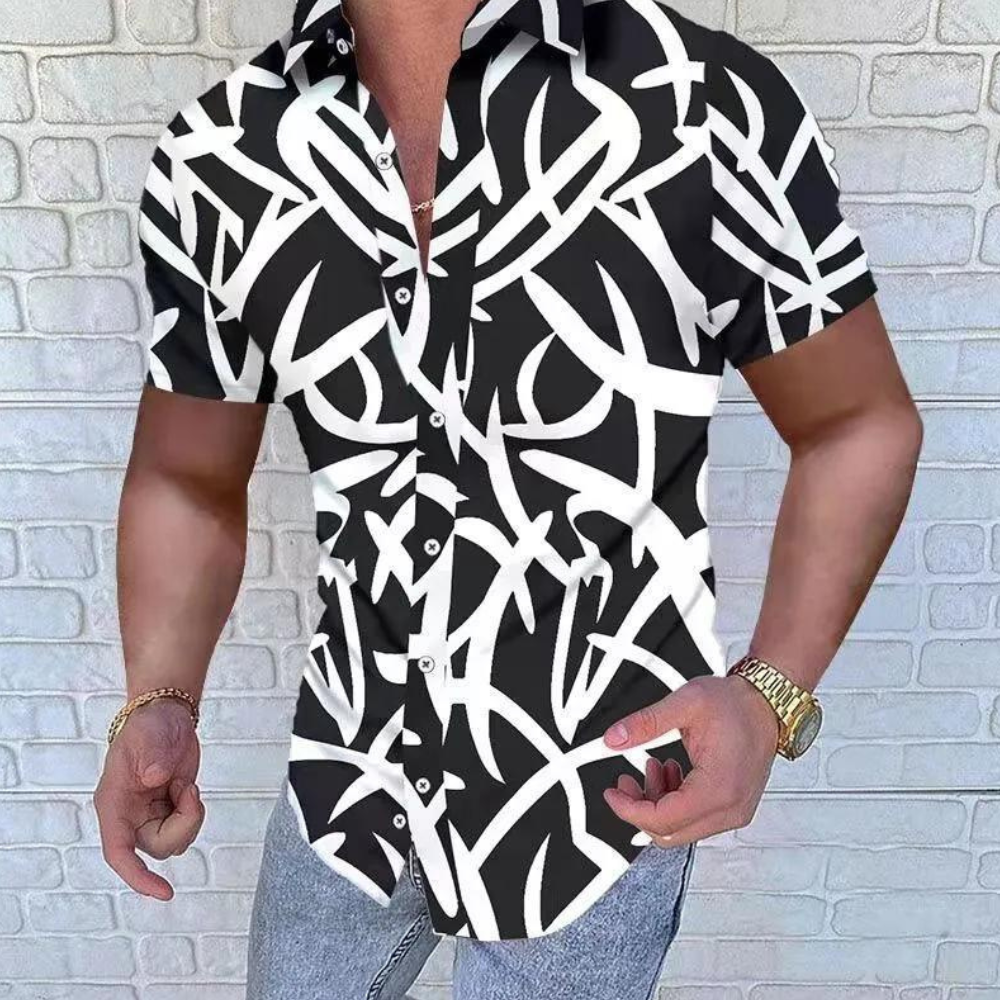 Poloshirt med uregelmæssigt mønster til mænd