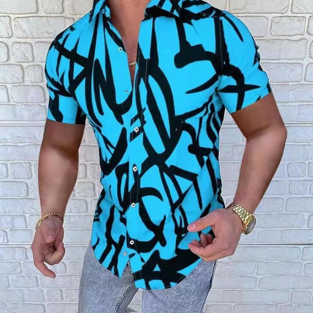 Poloshirt med uregelmæssigt mønster til mænd