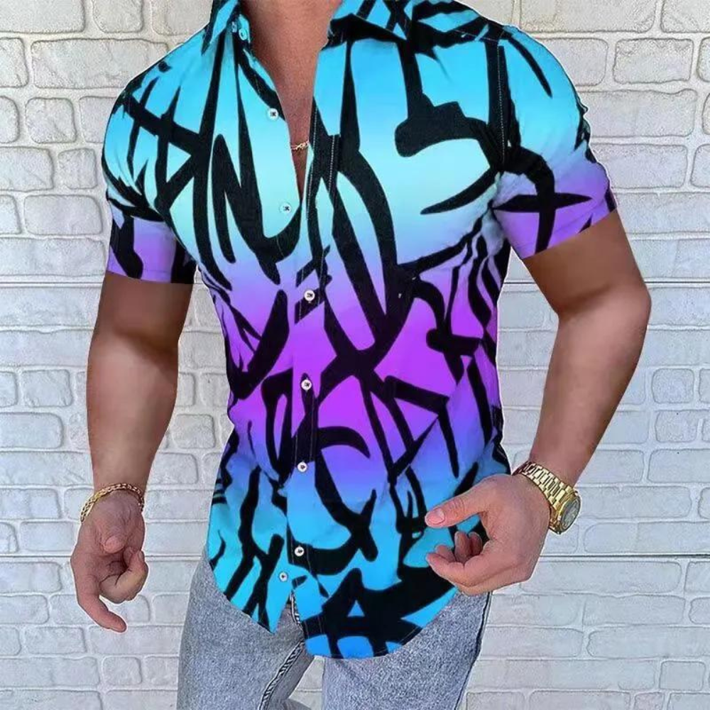 Poloshirt med uregelmæssigt mønster til mænd