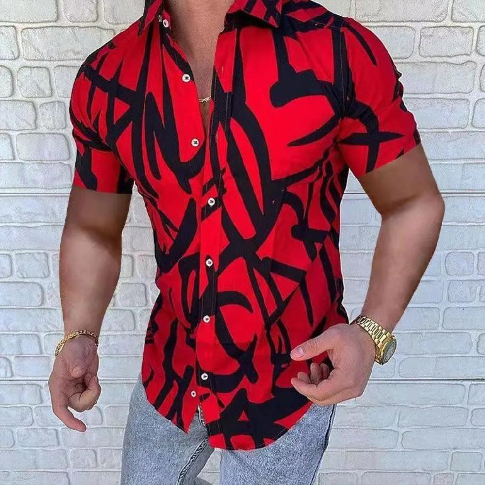 Poloshirt med uregelmæssigt mønster til mænd