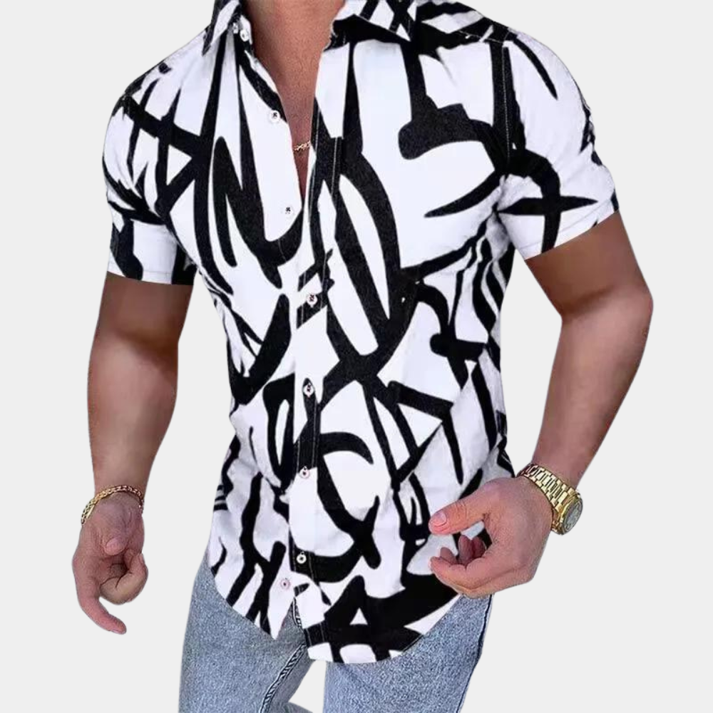 Poloshirt med uregelmæssigt mønster til mænd
