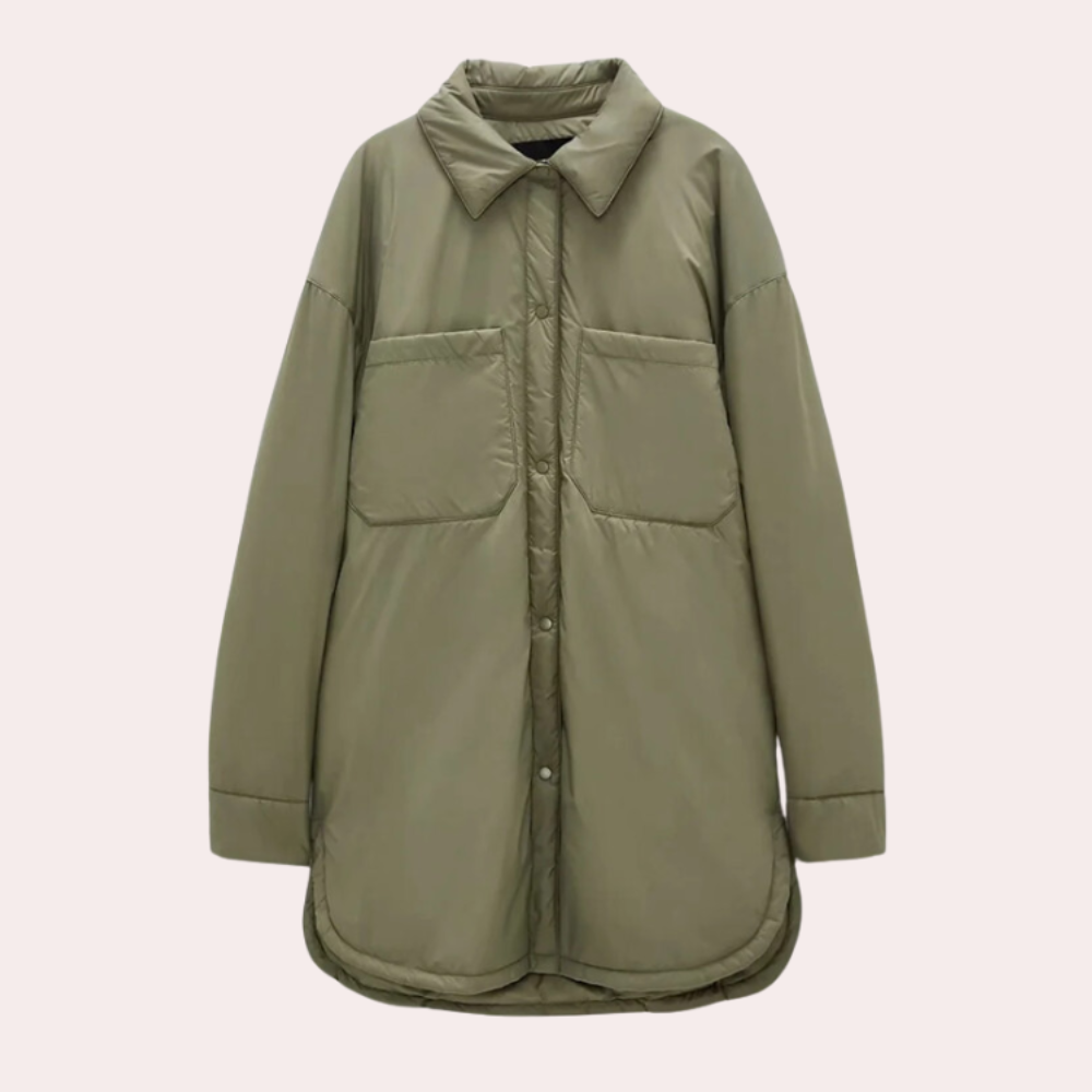 Termisk frakke med turn-down-krave