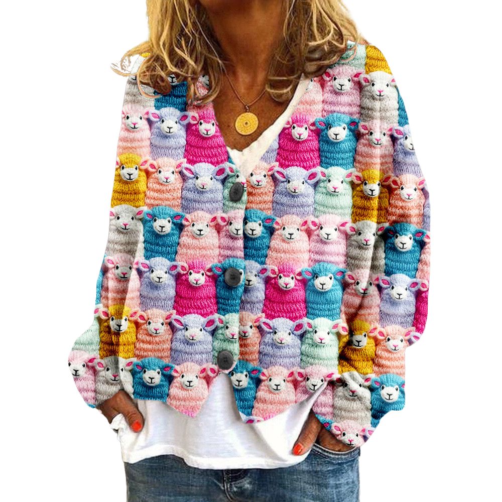 V-hals-sweater med dyredesign
