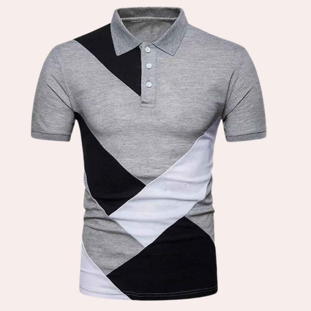 Poloshirt med geometrisk mønster i farver
