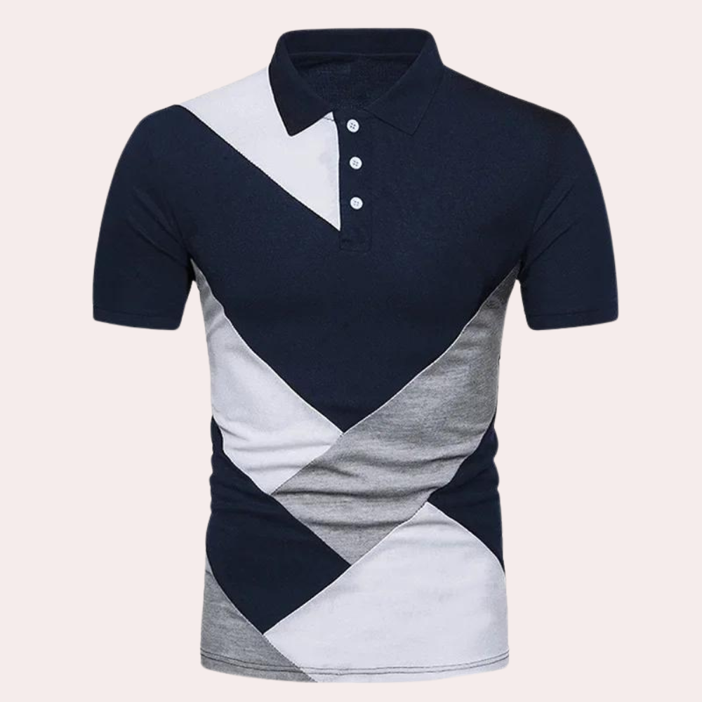 Poloshirt med geometrisk mønster i farver