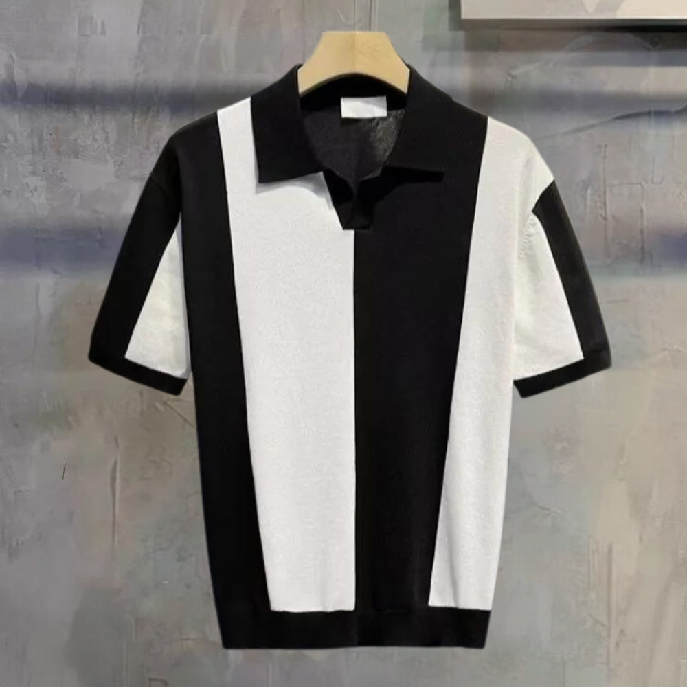 Poloshirt med lodret farve til mænd