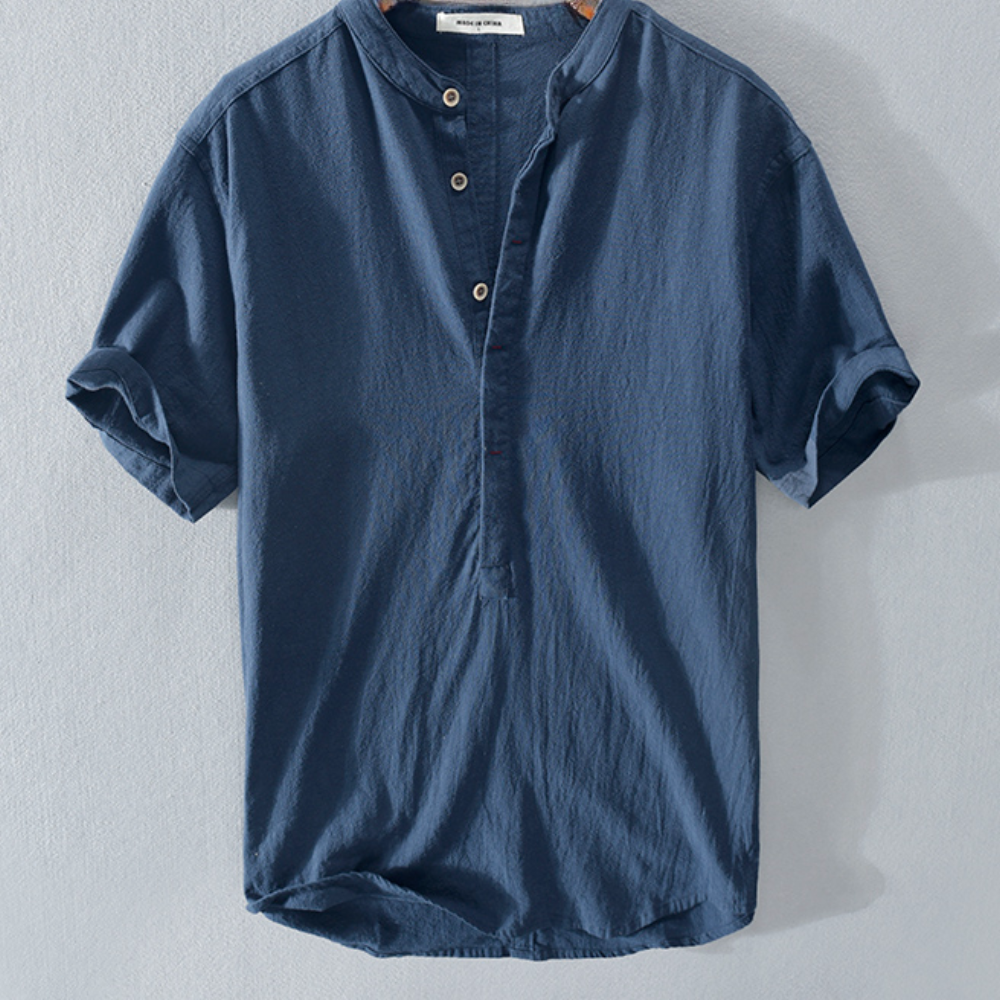 Poloshirt i bomuld og hør til mænd