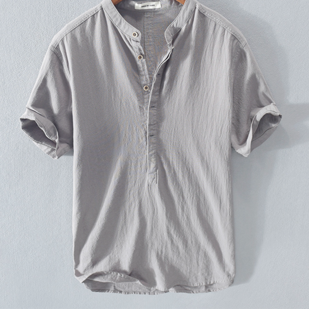 Poloshirt i bomuld og hør til mænd