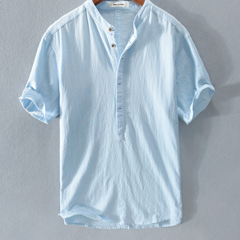 Poloshirt i bomuld og hør til mænd