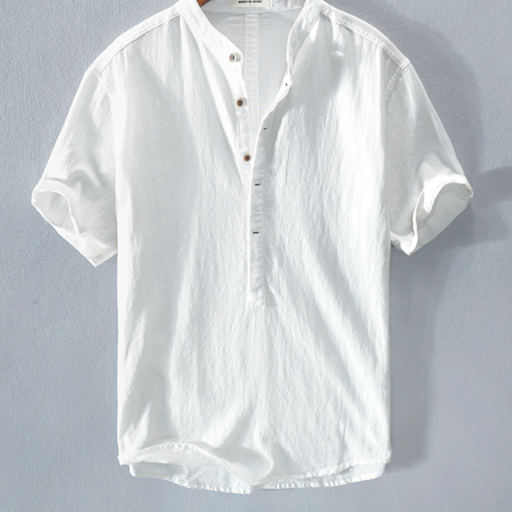Poloshirt i bomuld og hør til mænd
