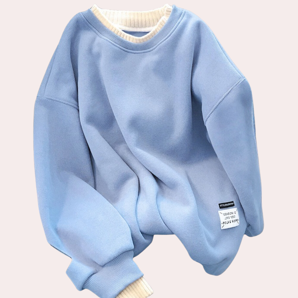 Plys tyk sweater med rund hals til kvinder