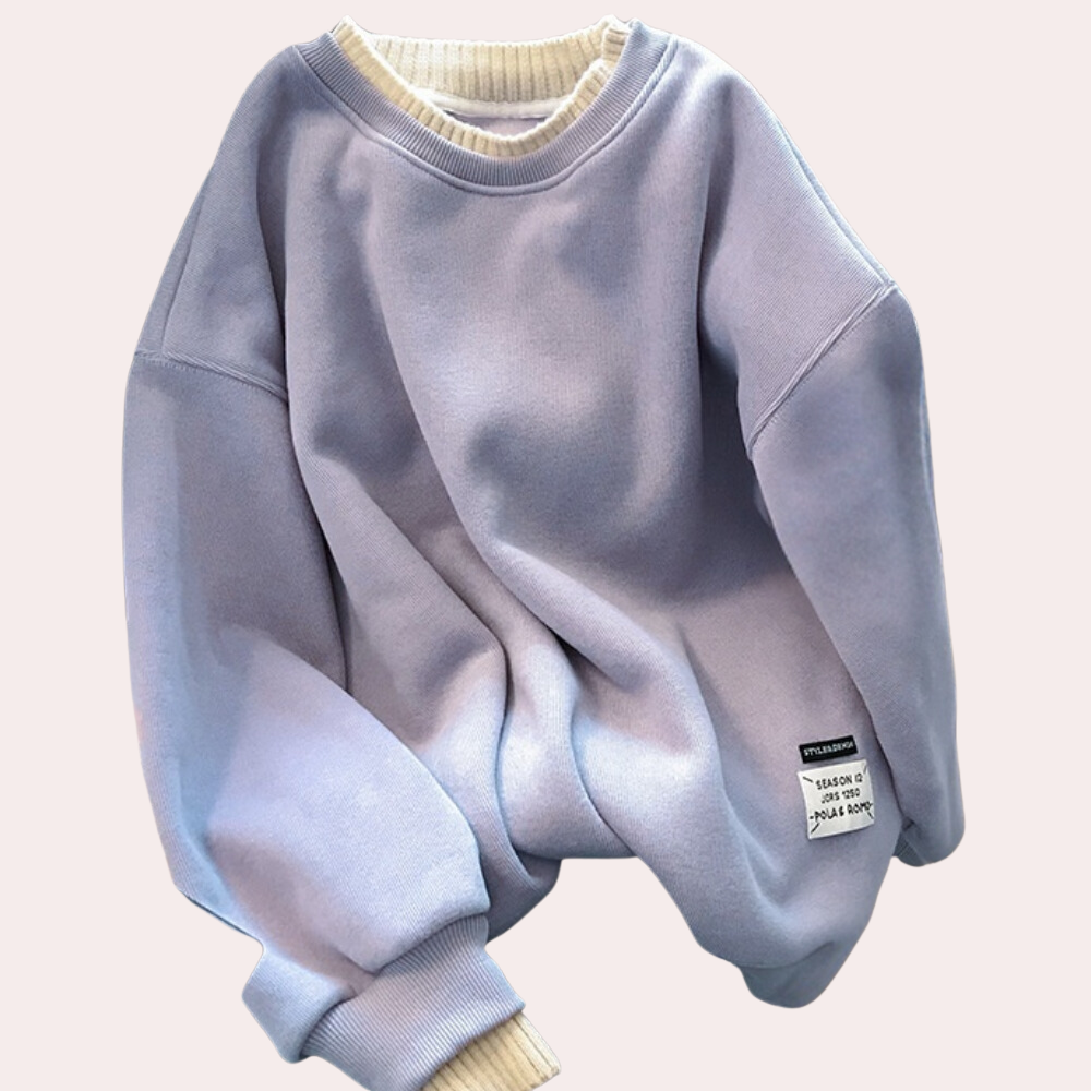Plys tyk sweater med rund hals til kvinder