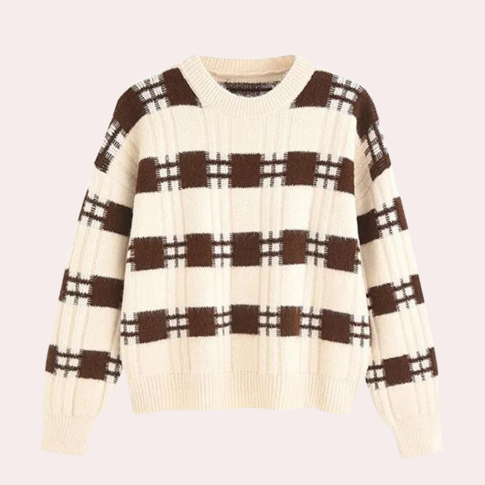 Strikket sweater med firkantet mønster