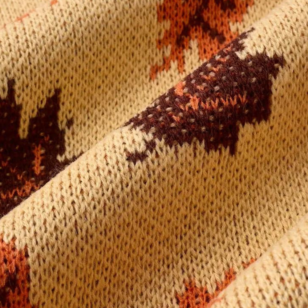 Strikket sweater med efterårsblade