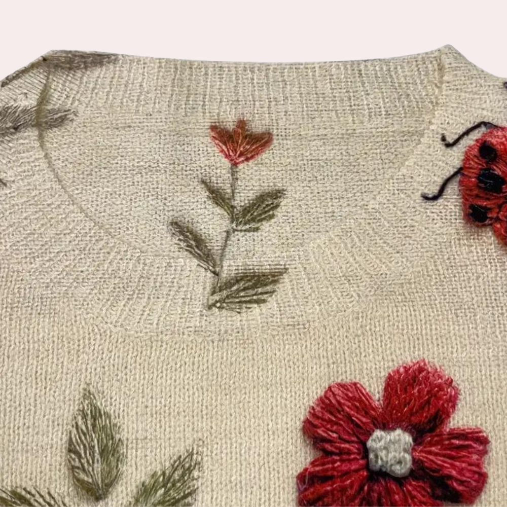 Kashmir-sweater med blomsterprint