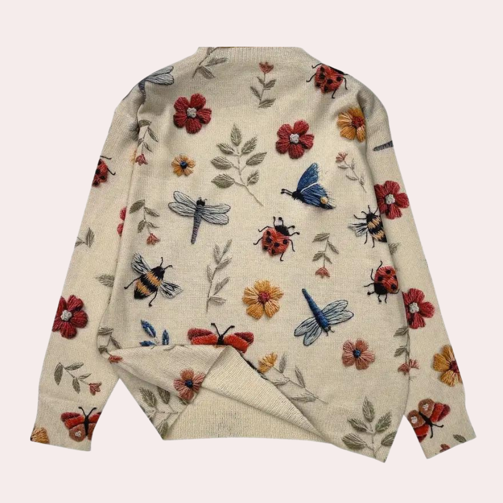 Kashmir-sweater med blomsterprint