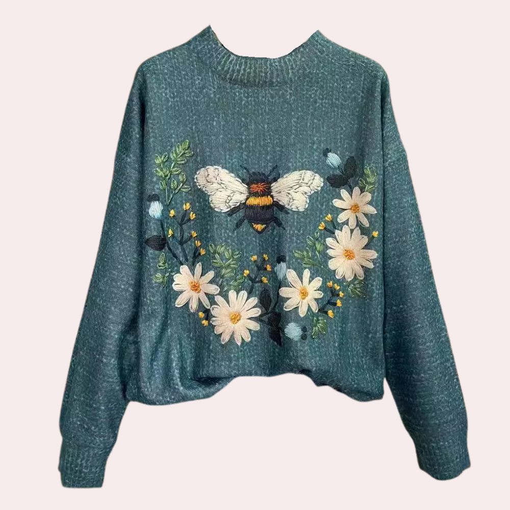 Kashmir-sweater med blomsterprint