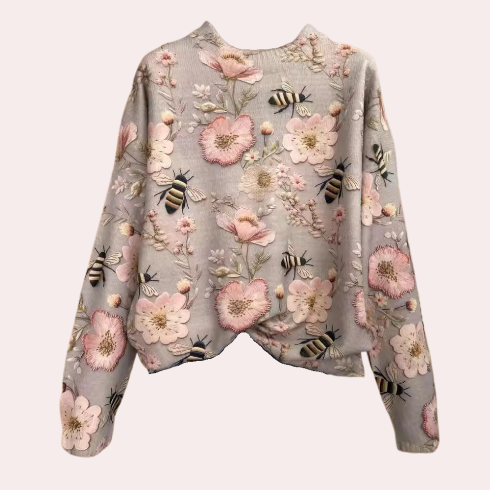 Kashmir-sweater med blomsterprint