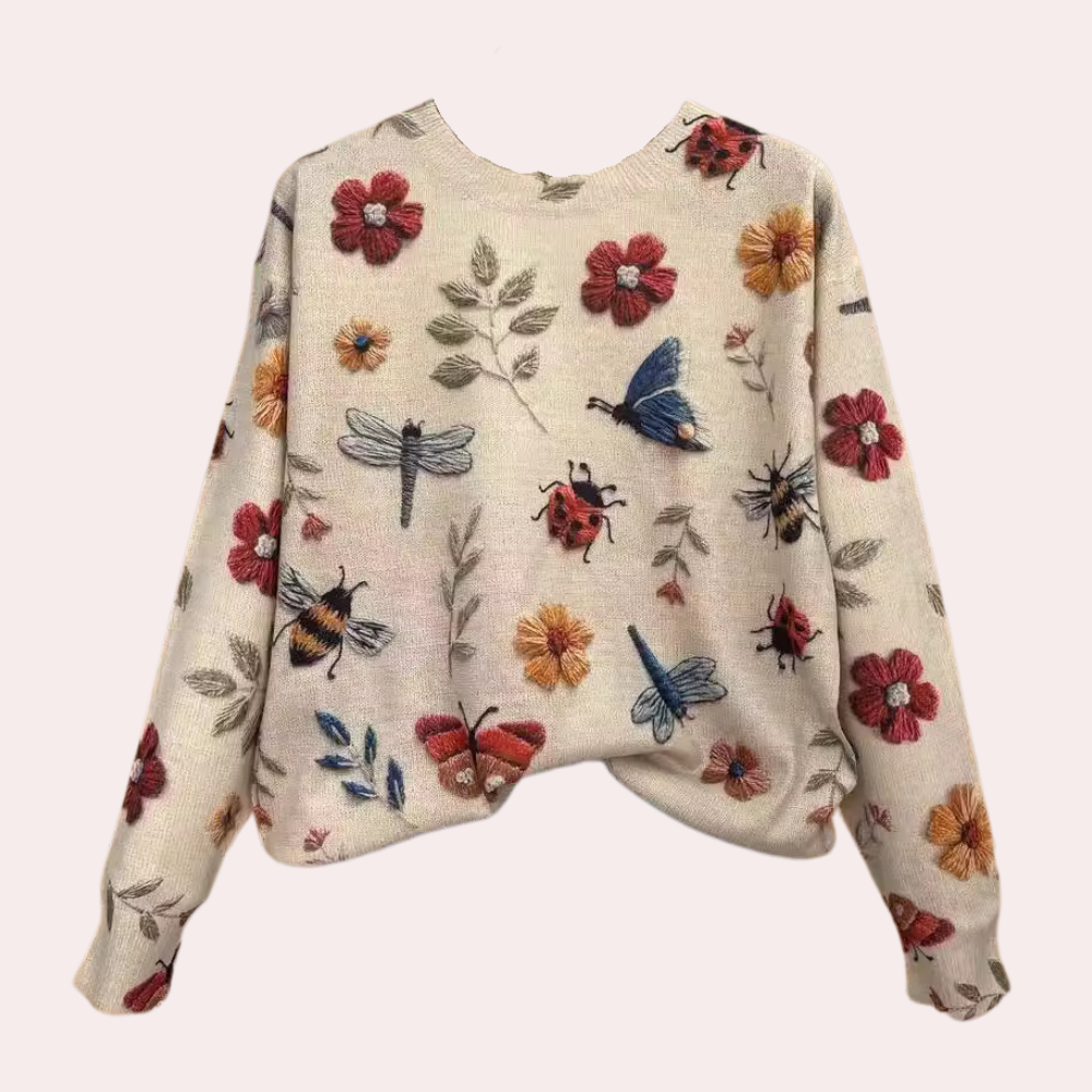 Kashmir-sweater med blomsterprint