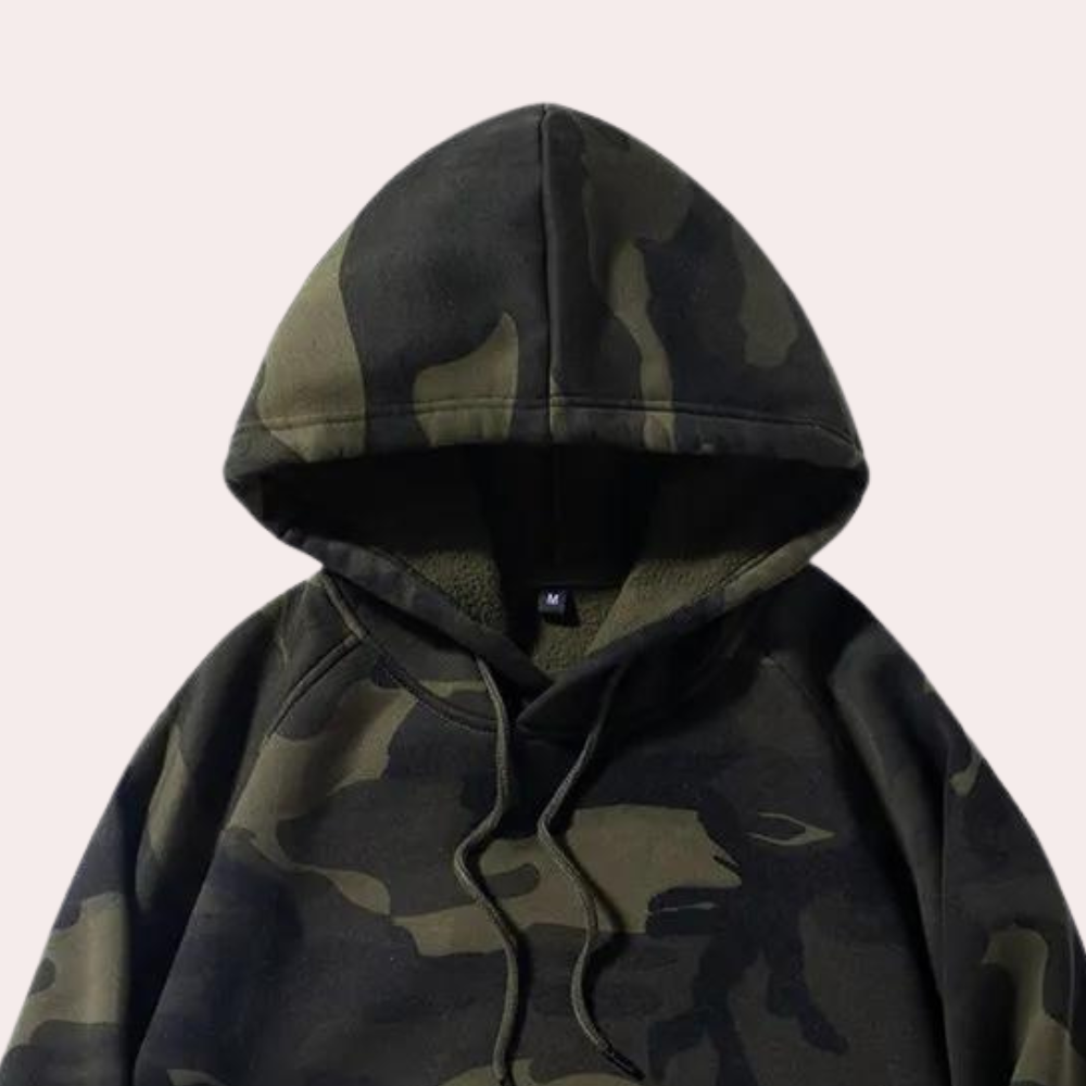 Afslappet camouflage-hættetrøje til mænd