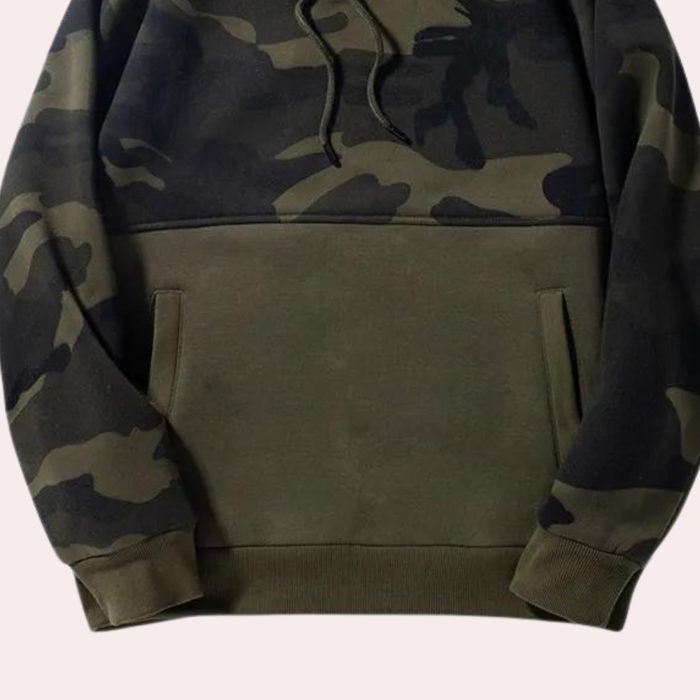 Afslappet camouflage-hættetrøje til mænd