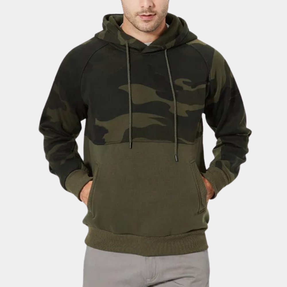 Afslappet camouflage-hættetrøje til mænd