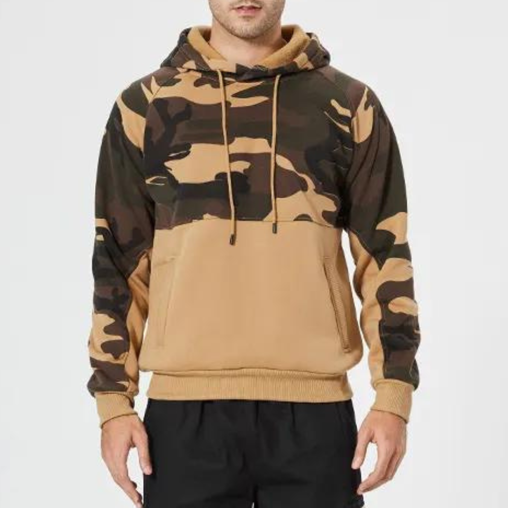 Afslappet camouflage-hættetrøje til mænd
