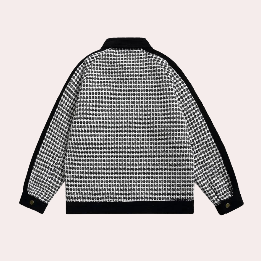 Sort og hvid langærmet polo