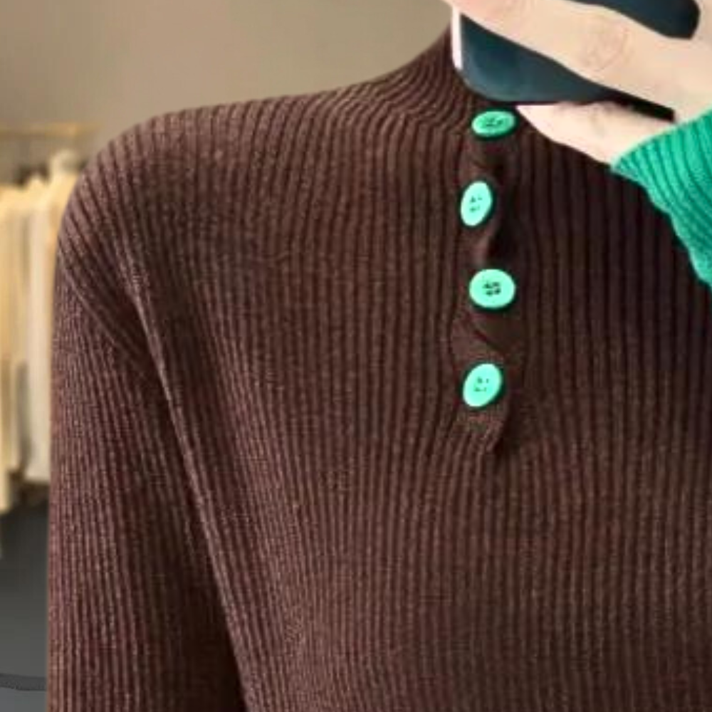 Color Block-sweater med knapper på siden