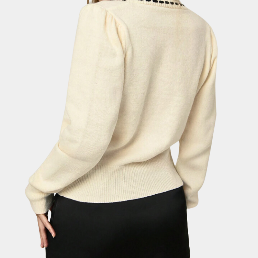 Elegant sweater med V-hals og sløjfe til kvinder