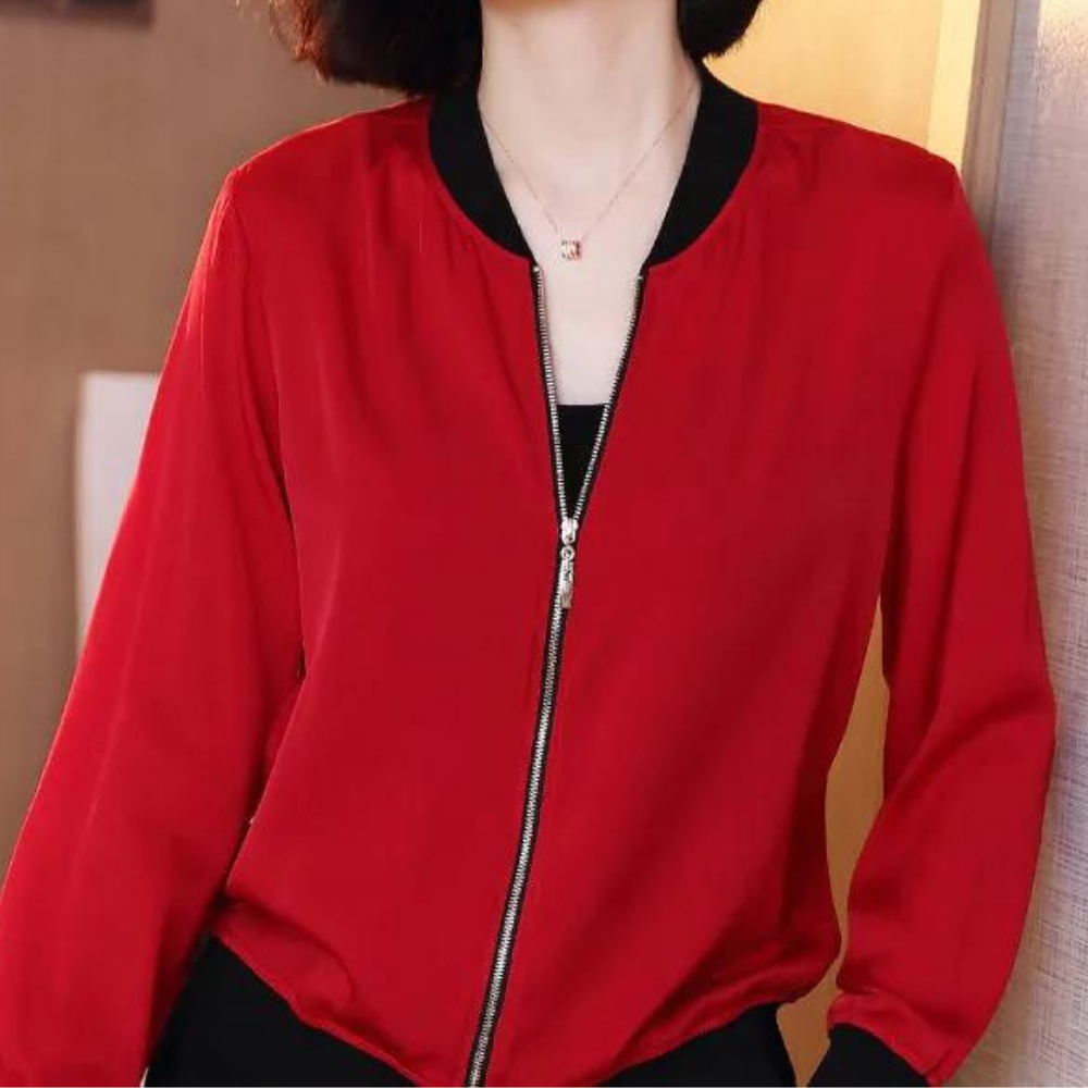 Rød ensfarvet kort cardigan