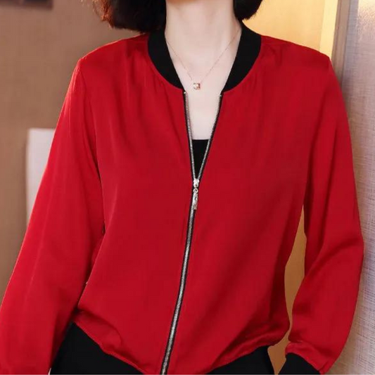 Rød ensfarvet kort cardigan